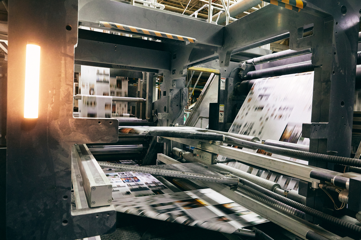 Quad printing press on the production floor